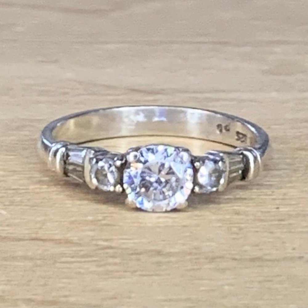 Sterling Silver Three-Stone Cubic Zirconia Ring in Silver